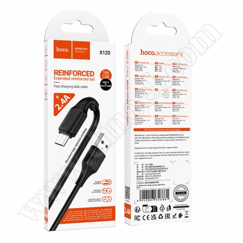 Кабел Hoco, X120MX, USB A(M) - microUSB(M), v.2.0, 2.4A, 1.0m, Black Кабел Hoco, X120MX, USB A(M) - microUSB(M), v.2.0, 2.4A, 1.0m, Black