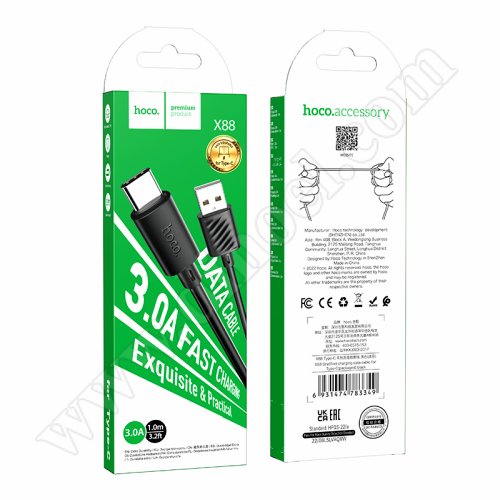 Кабел Hoco, X88AC, USB A(M) - USB C(M), v.2.0, 60W, 1.0m, Black Кабел Hoco, X88AC, USB A(M) - USB C(M), v.2.0, 60W, 1.0m, Black