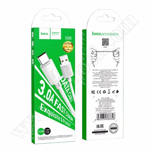 Кабел Hoco, X88AC, USB A(M) - USB C(M), v.2.0, 60W, 1.0m, White Кабел Hoco, X88AC, USB A(M) - USB C(M), v.2.0, 60W, 1.0m, White