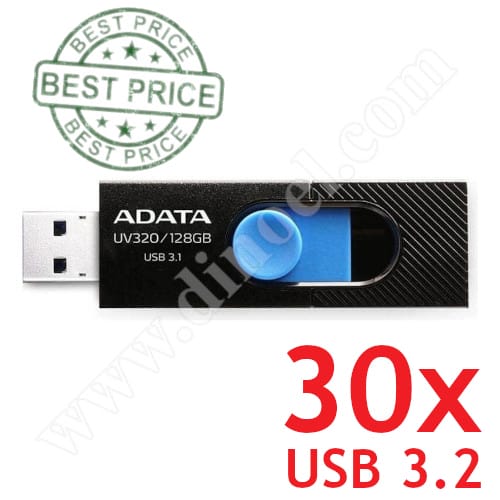 Adata, UV320, 128GB, USB 3.2, Flash Drive, Black + Blue, 30бр.
