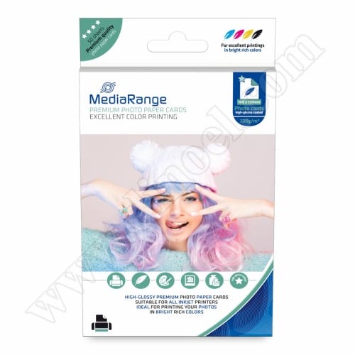 MediaRange, MRINK104, inkjet, фотохартия, гланц, 50бр., 10x15cm, 220g/m² MediaRange, MRINK104, inkjet, фотохартия, гланц, 50бр., 10x15cm, 220g/m²